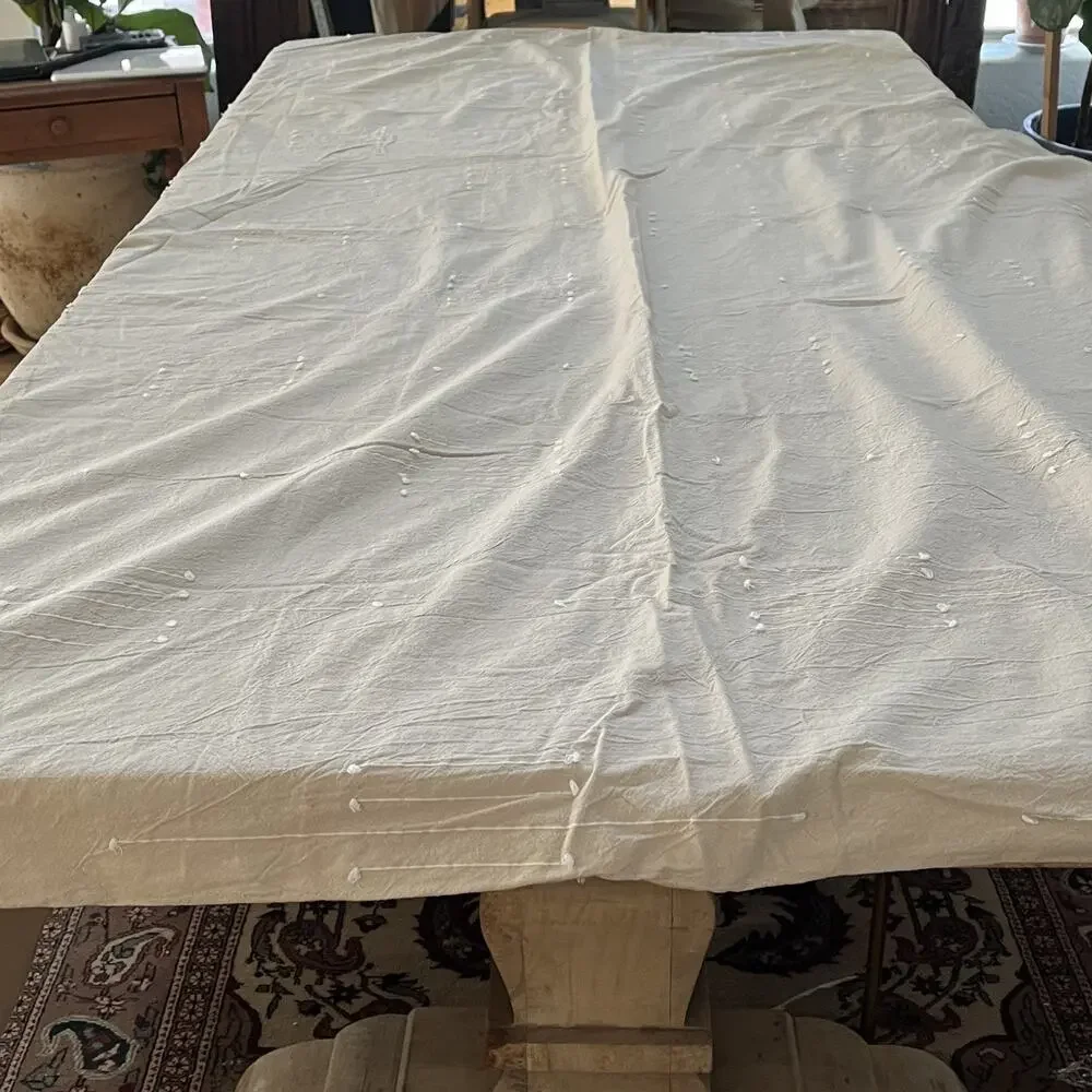 Threshold Queen Duvet Cover 100% Cotton Tan Embroidery Zipper Closure